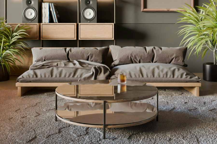 Cách trải thảm phòng khách sofa chữ I