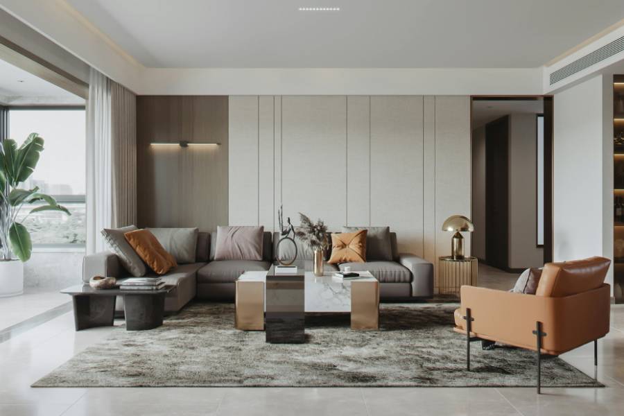 Cách trải thảm phòng khách Sofa chữ L