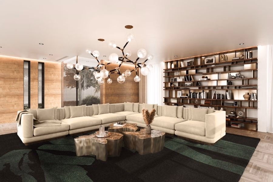 Độ dày của thảm trải sofa phòng khách ảnh hưởng đến tính thẩm mĩ