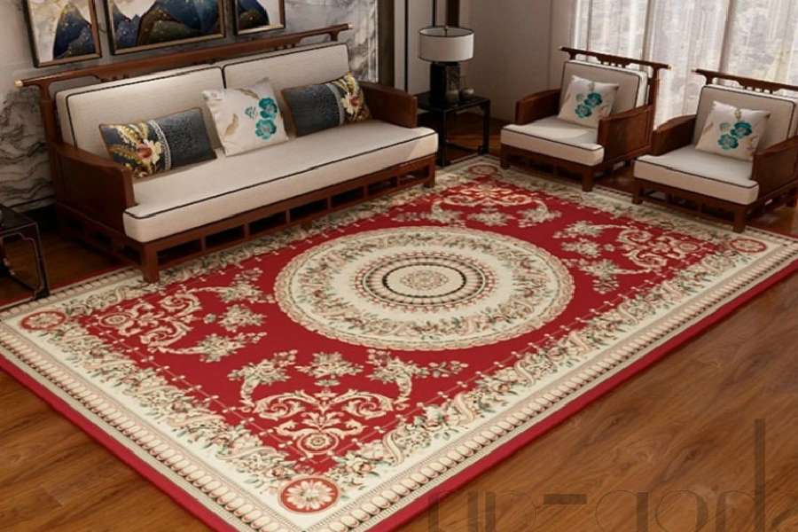 Thảm hình vuông, chữ nhật kết hợp họa tiết trống đồng.