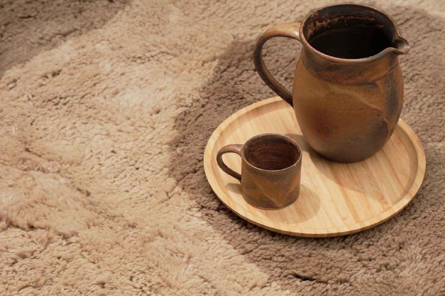 Thảm lông trải sàn phòng khách lông cừu tự nhiên mang vẻ đẹp mộc mạc nhưng sang trọng