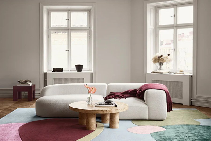 Thảm trải phòng khách 3x4m họa tiết hình học bản lớn