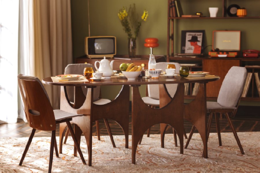 Thảm trải phòng khách bàn ghế gỗ