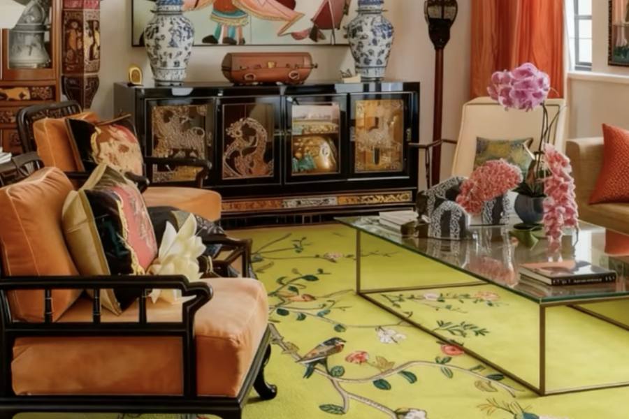 Thảm trải sàn phong cách Chinoiserie