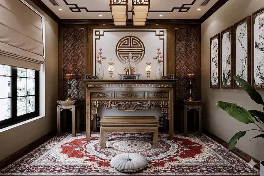 Thảm trải phòng thờ: Cách chọn màu sắc và chất liệu trang nghiêm