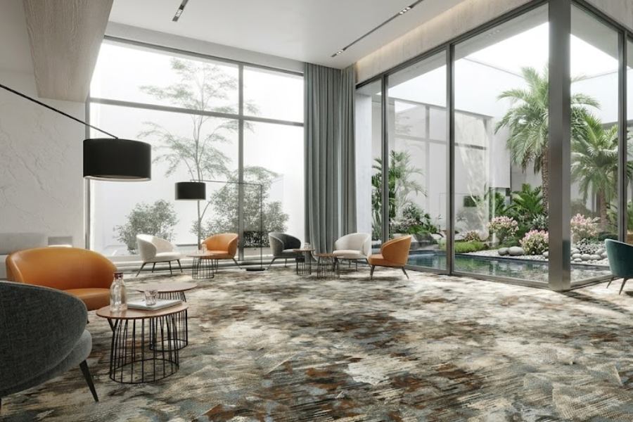 mẫu thảm dệt thủ công resort nghỉ dưỡng đẹp 