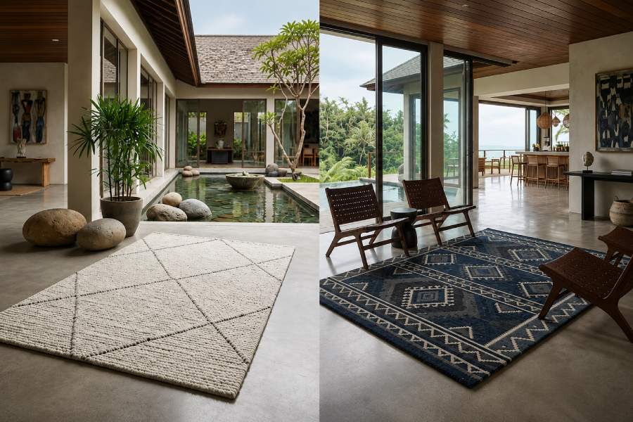 mẫu thảm dệt thủ công resort nghỉ dưỡng đẹp