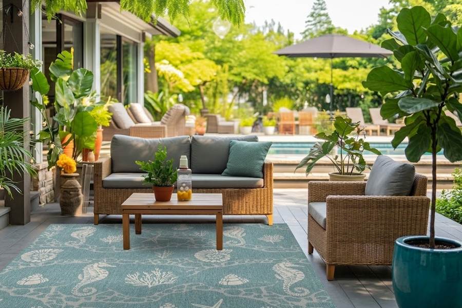mẫu thảm dệt thủ công resort nghỉ dưỡng đẹp 