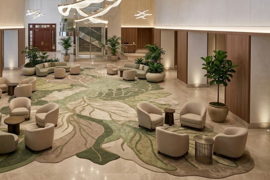 thảm dệt thủ công resort nghỉ dưỡng cao cấp đẹp 