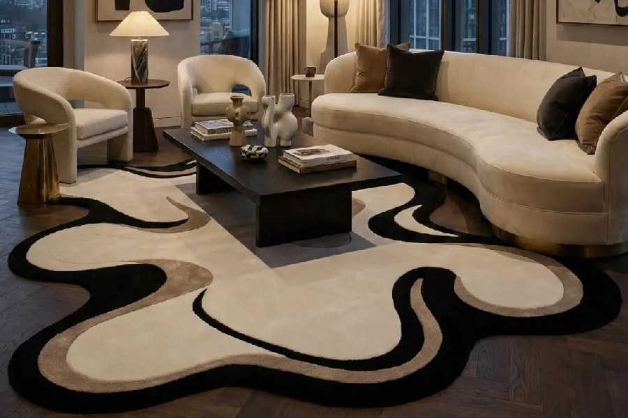 chọn kích thước thảm phòng khách theo layout nội thất