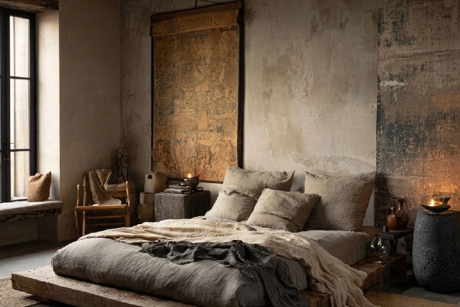 Thảm dệt tay phong cách Wabi Sabi sợi len thô sần
