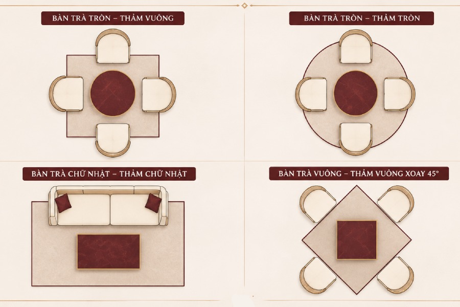 Cách phối thảm với bàn trà 2