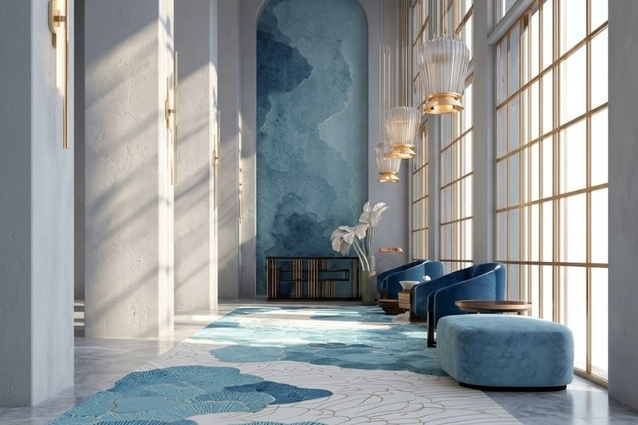 Thảm trải sảnh họa tiết cánh hoa cách điệu 1