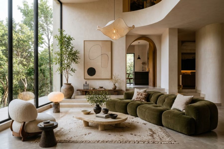 Thảm trải sàn phong cách Rustic là "chất keo" kết nối kiến trúc phong cách thô mộc 25