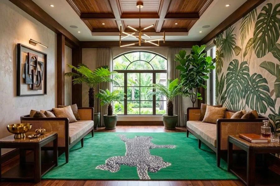 Cách chọn thảm phong cách Tropical cho không gian sống xanh 55