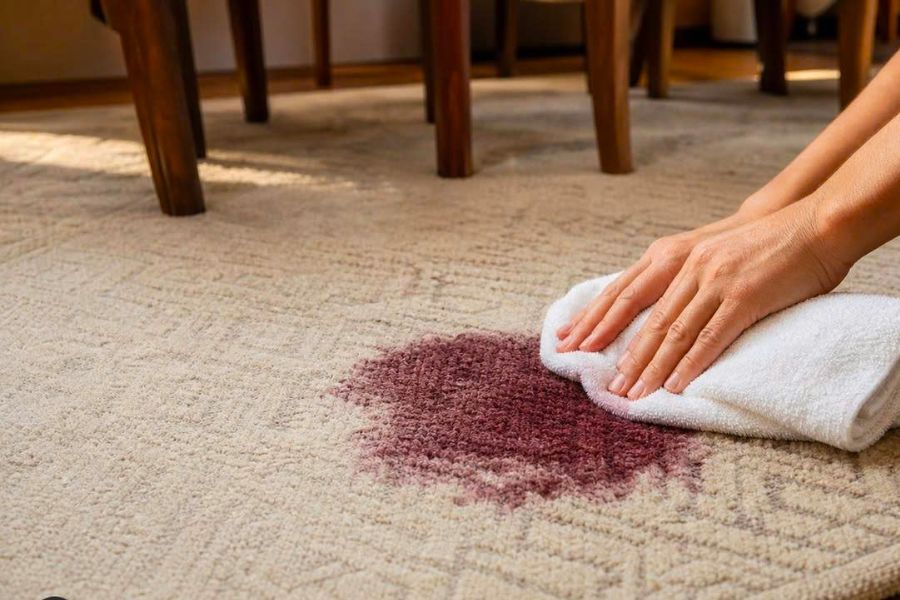 cách loại bỏ vết rượu vang trên thảm trải sàn 3