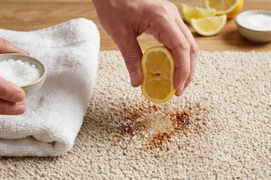 Cách xử lý thảm trải sàn bị mốc với chanh tươi hoặc cồn 5