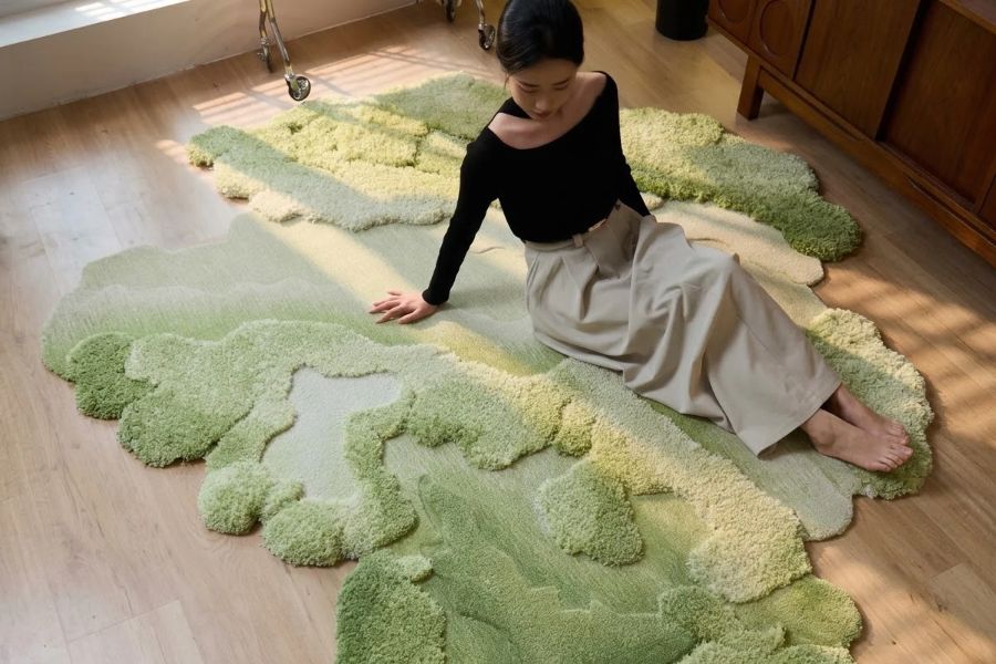 Hay mẫu thảm trải sàn 3D Verdure với các mảng rêu xanh tự nhiên 